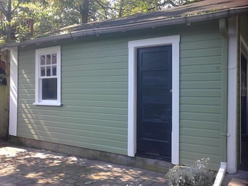 Exterior Painting of a Garage in Jamaica Plain, MA